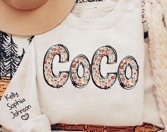 Personalized Coco Sweatshirt, Custom Coco Shirt, Grandma Gifts, Grandma Crewneck, New Mom Gift, Mother Day Gift For Mama, Mimi, Gigi, Auntie