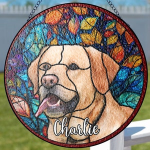 Personalized Pet Portrait Glass Suncatcher, Pet Sympathy Gift, Pet Memorial Gift, Dog Portrait From Photo Suncatcher, Loss Of Pet Gift.