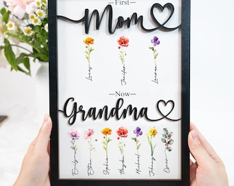 First Mom Now Grandma Wooden Plaque,Mom Mama Nana Heart Wooden Sign,Mother Day Gift Decor,Gift For Mom,Mimi, Nana,New Grandma Gift,Wood Sign