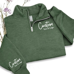 Custom Logo Printed Sweatshirt – Personalized Left Chest Logo Quarter Zip for Team, Business, Bridal Parties, Events, or Everyday Wear