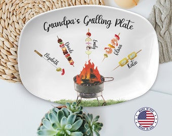 Custom Grandpa Grilling Platter, Grilling Plate Papa With Kids Names, BBQ Platter Papa's Gift, Father's Day Gift, Gift For Dad, Papa Gift
