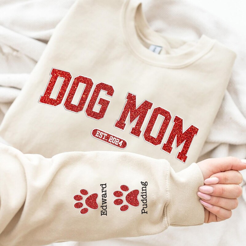 Heather Grey Dog Mom Embroidered Sweatshirt