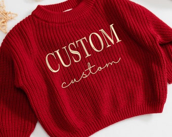 Custom Name Baby Sweater,Personalized Hand Embroidered Baby Sweater,Cute Baby Girls Sweater With Name,Baby Shower Gift,Christmas Gift Baby