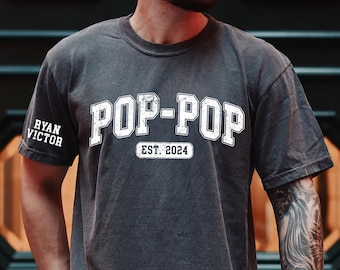 Personalized Pop Pop Shirt, Custom Poppop Shirt, Pop-pop Tshirt, Father's Day Shirt for Grandpa, Kid Names On The Sleeve, Dad Grandpa Gifts