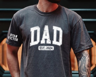 Personalized Dad Shirt, Custom Dad Shirt, EST Dad Tshirt, Father's Day Shirt, New Dad Shirt, Kid Names On The Sleeve, Dad Grandpa Gifts