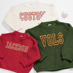 Baby/Toddler Customized Sports Teams Sweaters - Kids Custom Embroidered Varsity Style Sweater - College Football Baby Personalized Sweater