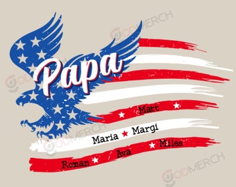 Personalized Papa Sublimation PNG Designs Downloads, Papa Patriotic Eagle USA Flag Design Png, Grandpa Sublimation Design, Papa Png Designs