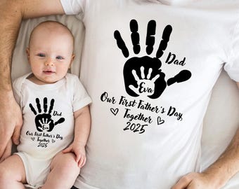 Personalized Father's Day Shirt, Our First Father's Day, Custom Father's Day Matching Shirt, Father's Day Gift, 1st Fathers Day, Handprints