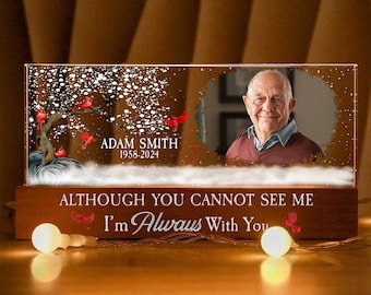Personalized Memorial Gifts, Sympathy Gifts, Memorial Night Light, Memorial Plaque Picture Frame, Table Decorations for Loss of Loved One