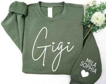 Personalized Gigi Sweatshirt, Gigi With Grandkids Names Crewneck, Gift For New Gigi, Pregnancy Reveal, Christmas Gigi Sweater, Gigi Gift