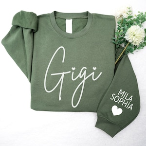 Personalized Gigi Sweatshirt, Gigi With Grandkids Names Crewneck, Gift For New Gigi, Pregnancy Reveal, Christmas Gigi Sweater, Gigi Gift