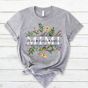 Personalized Wildflowers Mimi And Grandkids T-Shirt, Mothers Day Gift, Grandma Shirt Custom Kidname, Custom Grandma Sweatshirt with grandkid