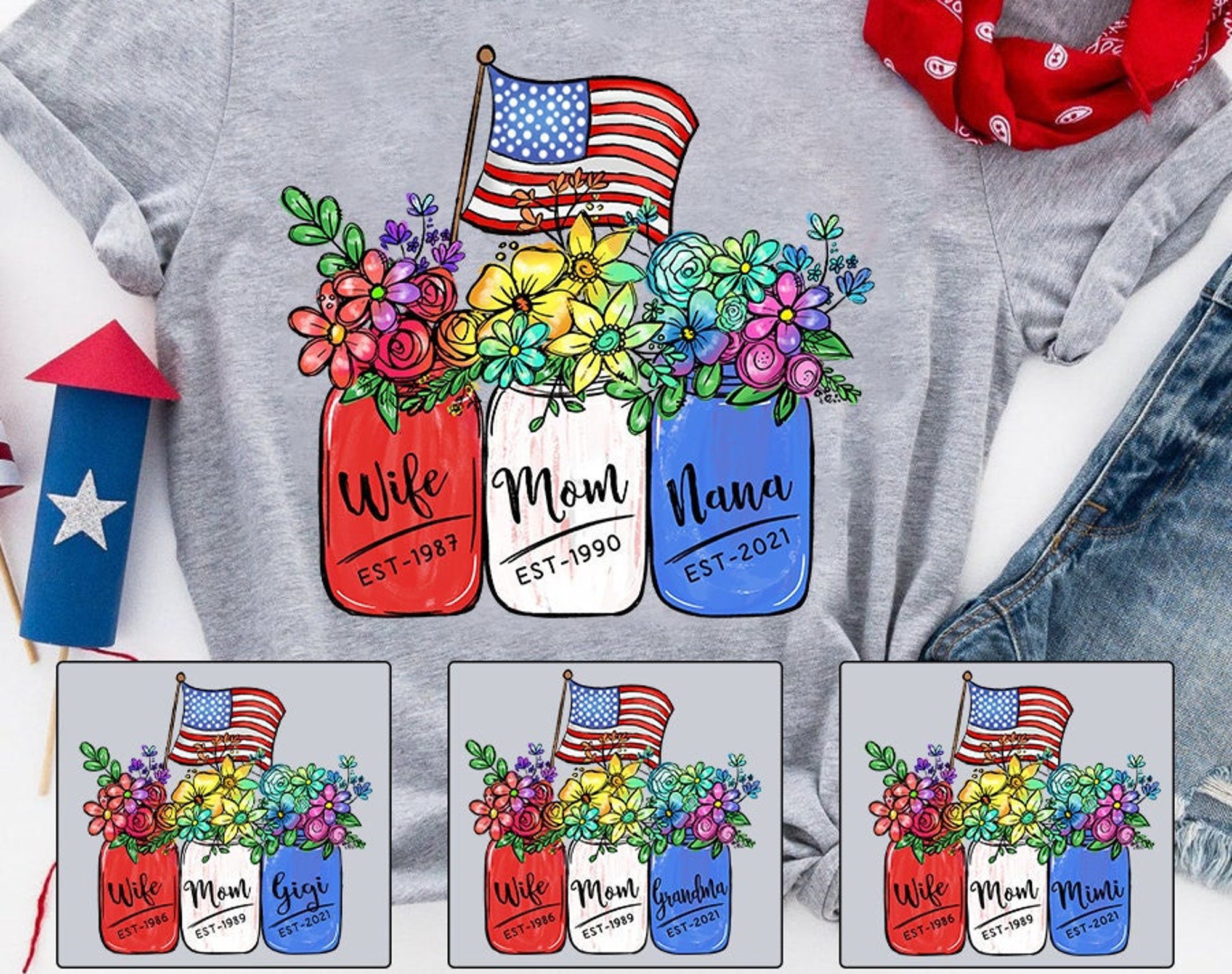 Personalized Grandma 4th Of July Shirt America Flag