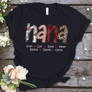 Personalized Nana Shirt, Custom Leopard Nana To Be Doodle Shirt, Custom Nana Shirt with Kidnames, Mothers Day Shirt for Nana, Gifts for Nana
