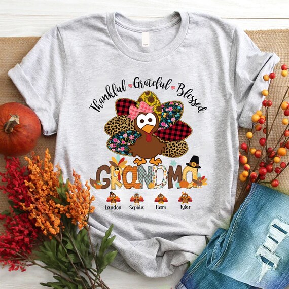 Thankful Grateful Blessed Grammie Leopard Turkey T-Shirt Thankful Grateful Blessed Grammie Leopard Turkey T-Shirt