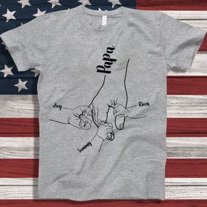 Personalized Papa T Shirt, Custom Grandpa Tee Shirt Kids Grab Papa Hands, Custom Papa Jesus Christian Shirt, Jesus Christ Holding Hands Tee