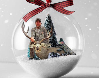 Custom Hunting Photo Ornament, 3D Global Ornament for Christmas Tree Decoration, Xmas Gift Deer Hunting Lovers