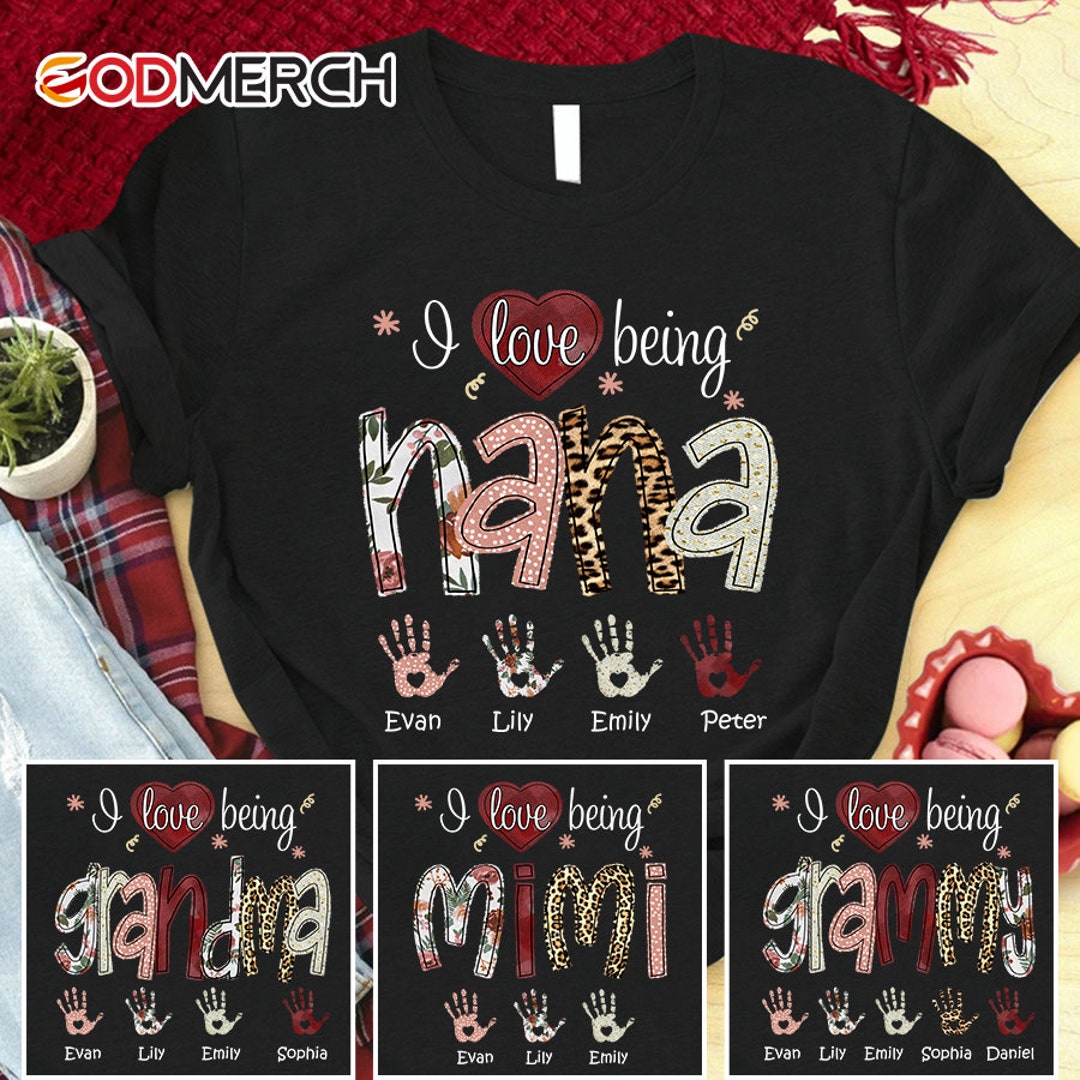 I Love Being A Nana - Family Personalized Custom Unisex Sweatshirt With Design On Sleeve - Christmas Gift For Grandma