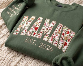 Personalized Embroidered Mamaw Sweatshirt, Mamaw Floral Applique Shirt, Grandma Gifts, New Mamaw gifts, Mother's Day Gift