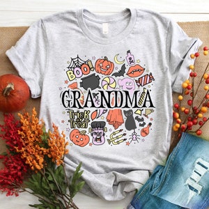 Personalized Halloween Grandma Shirt, Custom Nickname Grandma Nana Mimi Shirt for Halloween, Custom Mimi Grandma shirt Trick Or Treat