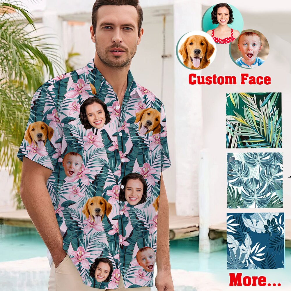 Custom Hawaiian Shirt With Face, Custom Portrait Face With