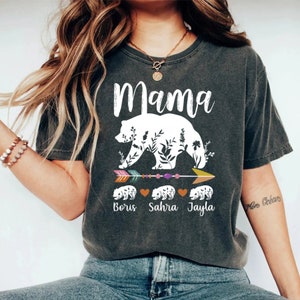 Personalized Mama Bear Shirt, Custom Mama Bear Shirt with Kidnames, Cute Family Nana Bear Custom Kidnames, Custom Gigi Grandma Bear Shirt