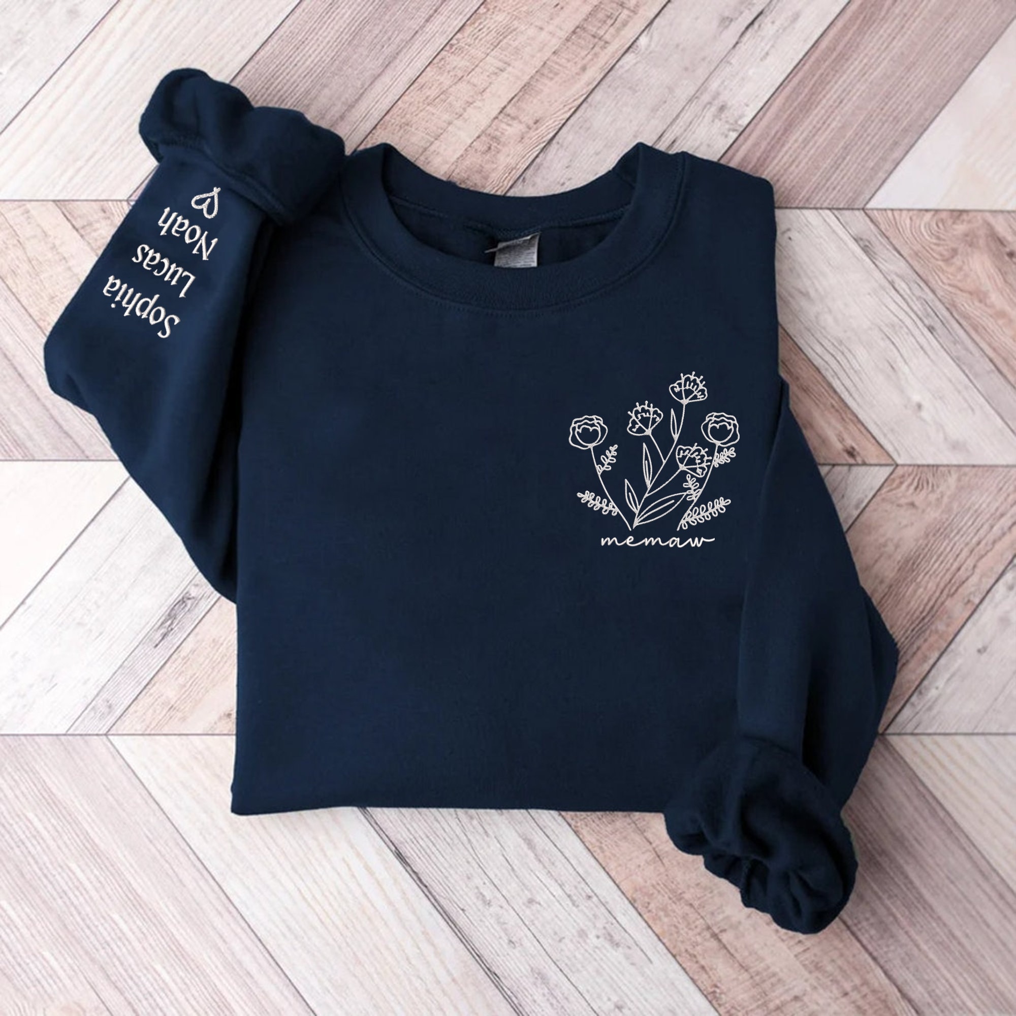 Embroidered Custom Grandma Sweatshirt With Grandkids Names on