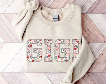 Gigi Sweatshirt, Custom Gigi Embroidered Applique Crewneck, Custom Gigi Embroidered Sweatshirt, Custom Mother Day Sweatshirt, Mothers Day