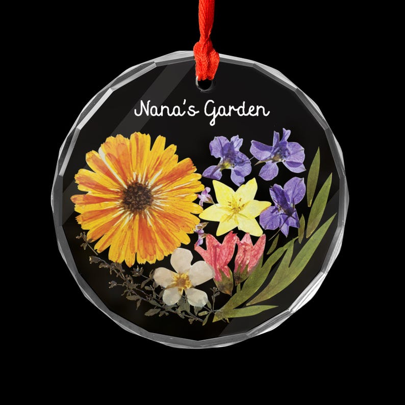 Personalized Nana's Garden Glass Ornament, New Grandmother Gifts
