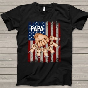 Personalized Papa Grandpa Shirt with Grandkids name Hands Flag T-Shirt, Custom Shirt for Fathers Day, Custom Great Grandpa Shirt, Great Papa