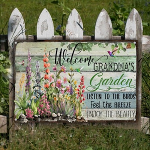 Personalized Metal Grandma&#39;s Garden Sign, Custom Gardener Name Sign, Gift for Gardener, Metal Sign for Nana | Mimi, Custom Garden Metal Sign