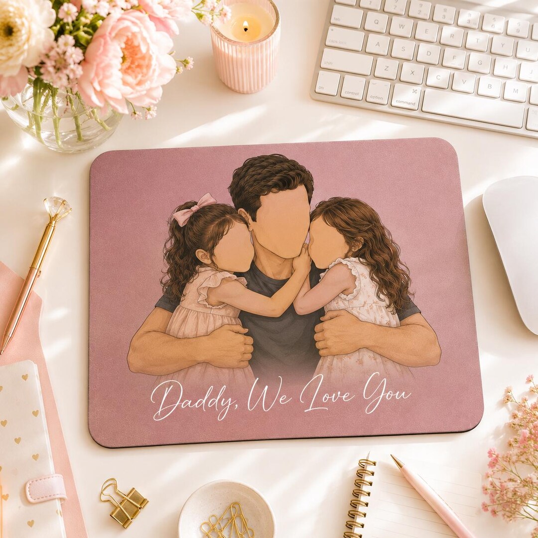 Face Less Mouse Custom Faceless Family Mousepad, Personalized Dad Portrait Mouse Pad ...