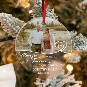 Custom Photo Memorial Ornament, Always On My Mind Forever In My Heart, In Memory Ornament, Loss of Mom Dad Remembrance Gifts, Sympathy Gift