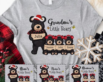 Personalized Christmas Grandma Little Bears Shirt, Christmas Nana Shirt with Bears, Custom Mimi Shirt for Christmas, Gigi Bear Xmas Shirt