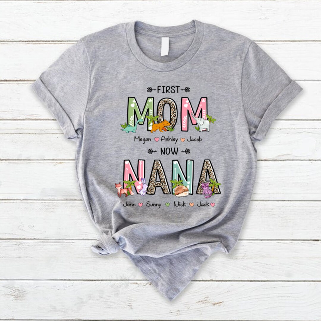 アンパンmamaページ Personalized Mimi Nana Shirt, First Mom Now Grandma With Custom