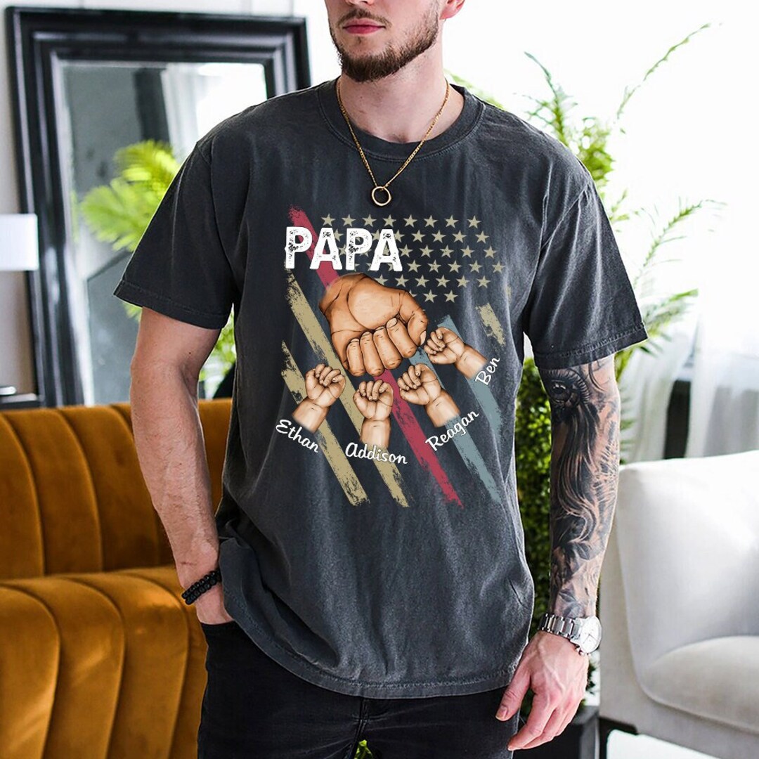 Mens Proud to Be a Papa T-Shirt for Grandfather Grandpa