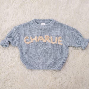 Custom Baby Sweater, Hand Embroidered Name Sweater Baby Girl or Boy, Baby Shower Gift, Cute Baby Girls Sweater With Name 18