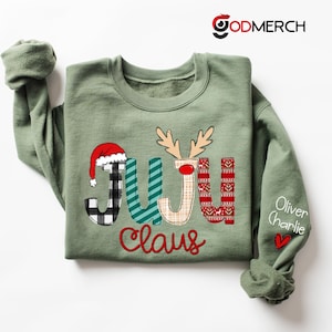 Christmas Juju Claus Sweatshirt, Juju Claus Kids on Sleeve, Personalized Juju Sweatshirt, Christmas Gift for Juju, Juju Gifts, Juju To Be