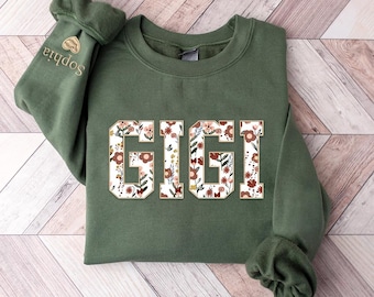 Embroidered Custom Gigi Sweatshirt with Grandkids Names on Sleeve, Custom Gigi 2025 Sweatshirt, Minimalist Gigi Mom Sweater, Christmas Gift
