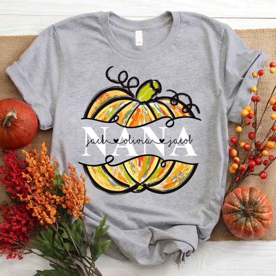Discover Personalized Fall Nana Pumpkin Shirt, Custom Nickname Nana Mimi Shirt