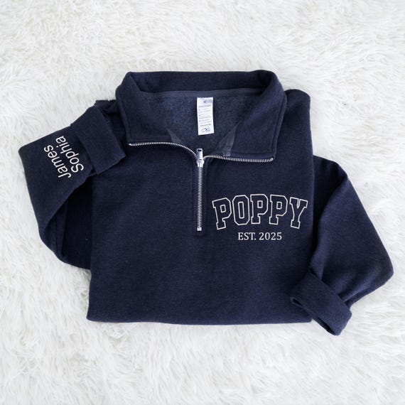 ベッツィーマッコール　Writes a Letter to Grandpa　服 Custom Poppy Sweatshirt - Embroidered Poppy Quarter Zip Sweatshirt