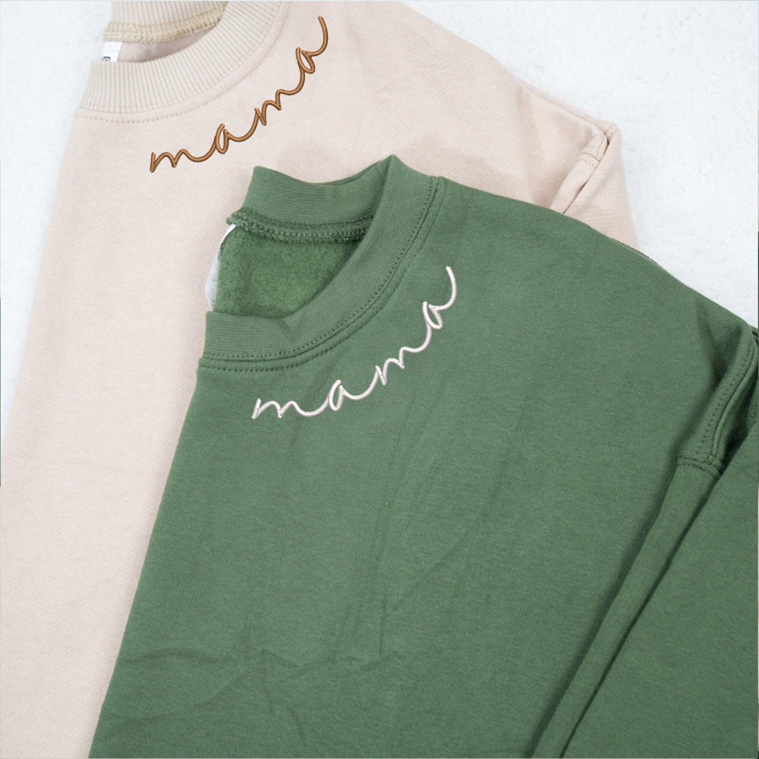 Embroidered Custom Collar Mama Sweatshirt With Kid Names on Sleeve,  Christmas Mama Gift, Embroidered Neckline, Minimalist Mom Sweater - Etsy