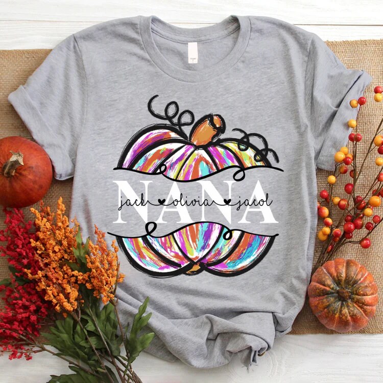 Discover Personalized Nana Pumpkin Shirt, Custom Nickname Nana Mimi