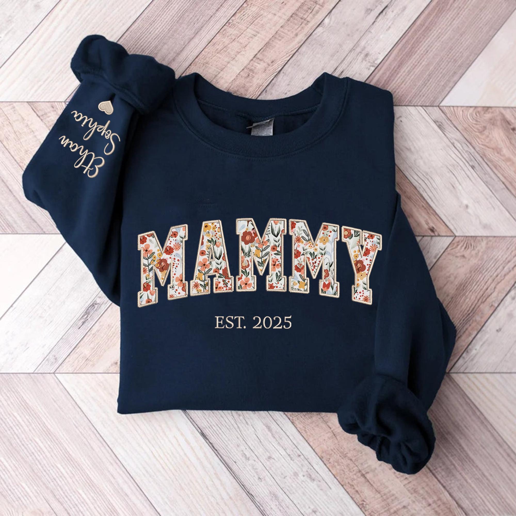 Custom Embroidered Mammy Sweatshirt, Mammy Floral Applique