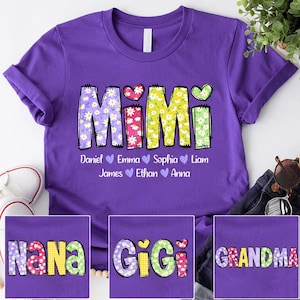 Custom Mimi Shirt with Grandkids' Names, Personalized Mother's Day Gift, Cute Floral Grandma Tee, Gift for Mimi, Nana, Mother's Day Gifts