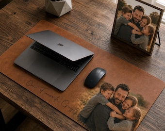 Personalized Dad Picture Desk Mat, Custom Photo Mouse Pad, Gift for Grandpa, Papa, Daddy