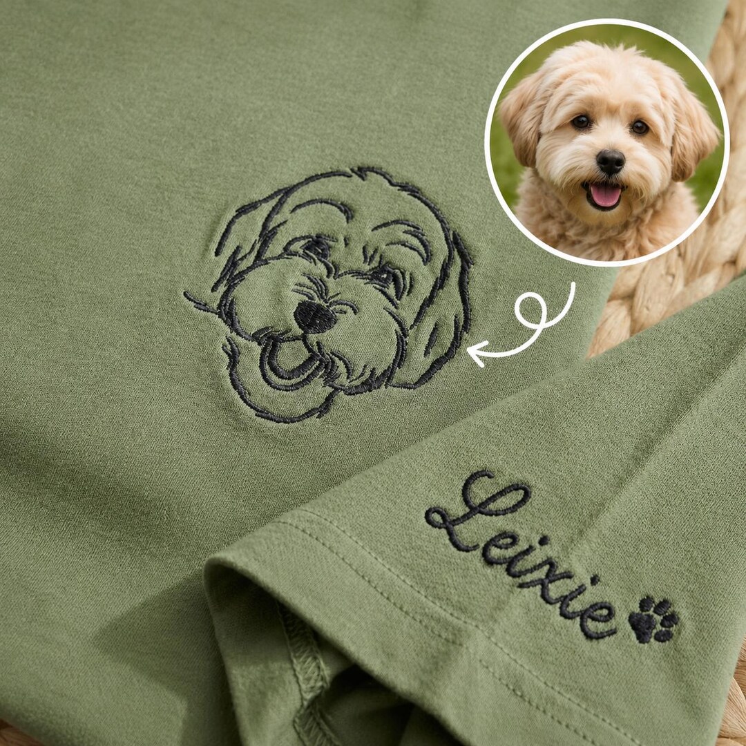 Personalized Embroidered Dog Dad Shirt, Custom Photo and Name Pet Shirt, Pet Lover Tee, Dog Lover Gift, Dog Dad Father's Day Gifts