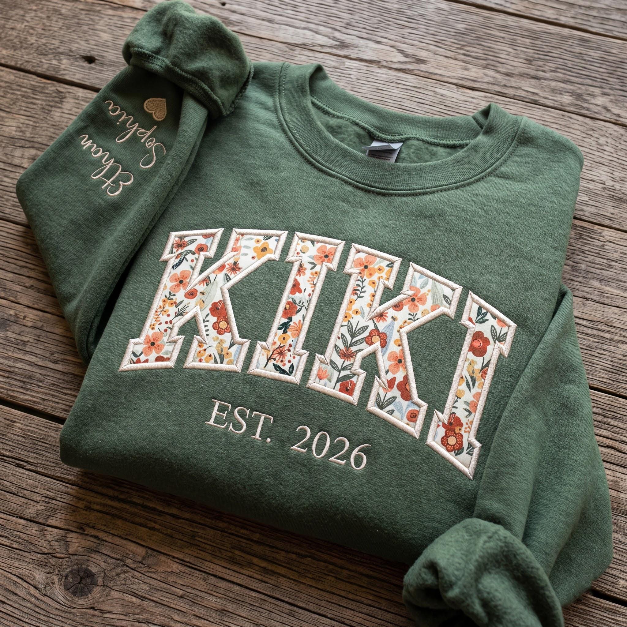Custom Embroidered Kiki Sweatshirt, Honey Floral Applique Sweatshirt, Honey Sweatshirt, Gifts For Nana, New Grandma Gifts, Honey Hoodies