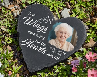 Custom Memorial Photo Mom Stone, Your wings were ready Slate, Sympathy Gift, Keepsake, Remembrance, Bereavement Gift, Loss of a Loved One
