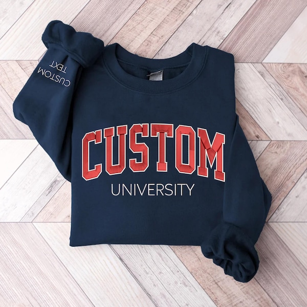 Custom Color Embroidered Varsity Crewneck With Name, Embroidery Shirt, Personalized Embroidered Sweatshirt, University Hoodie, College, Text